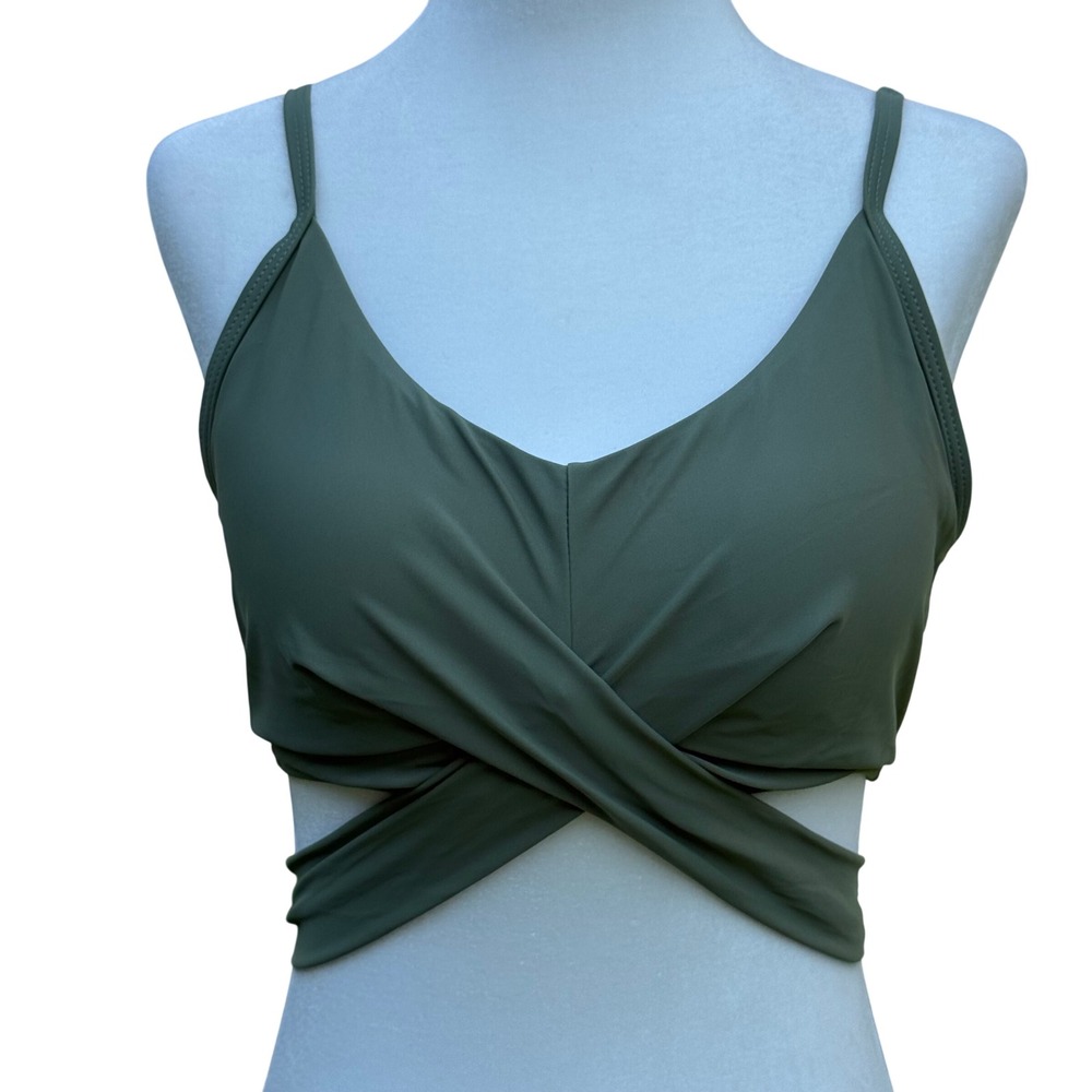 Summer Mae Criss Cross Bikini Top Womens L Green NWT Wrap Tie Back Adjustable